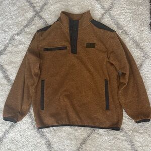 Men's Brown Zip-Up Sweater with Black Details